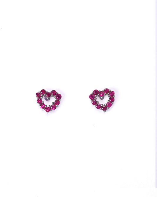 Silver Heart Stone Stud