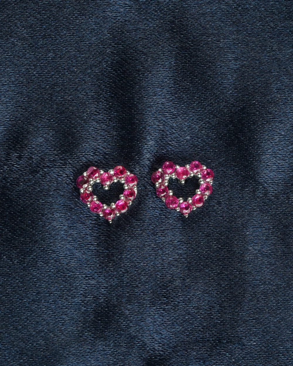 Silver Heart Stone Stud